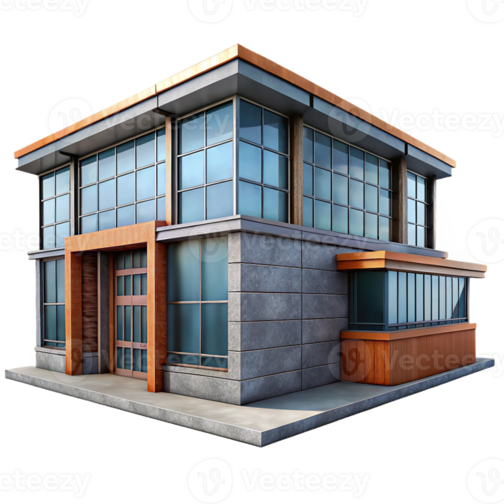 serene minimalist Modern Building with Large Windows high quality png