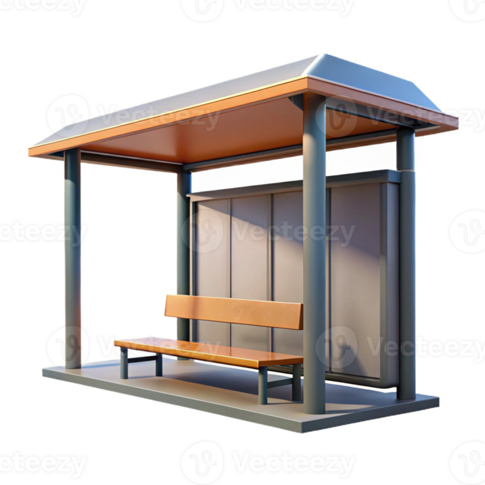 serene abstract Modern Bus Stop Shelter Side View Cutout authentic png