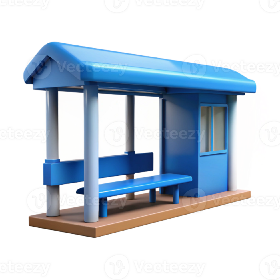 serene contemporary Modern Bus Stop Side View Blue Cutout genuine png