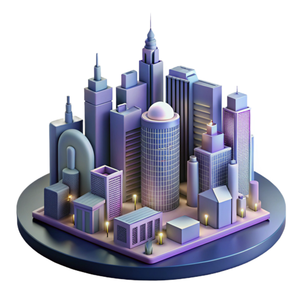 stunning minimalist Modern Cityscape at Night Isolated Element detailed png