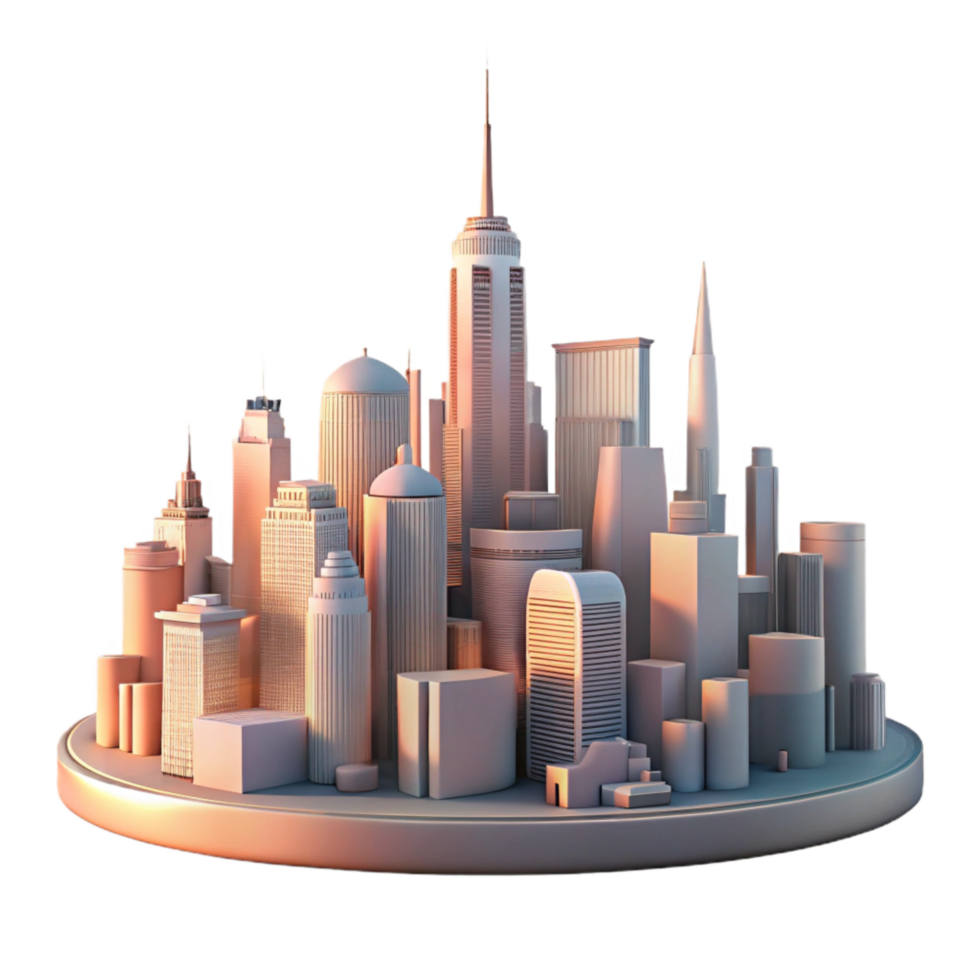 serene minimalist Modern City Skyline at Night Transparent Background original png