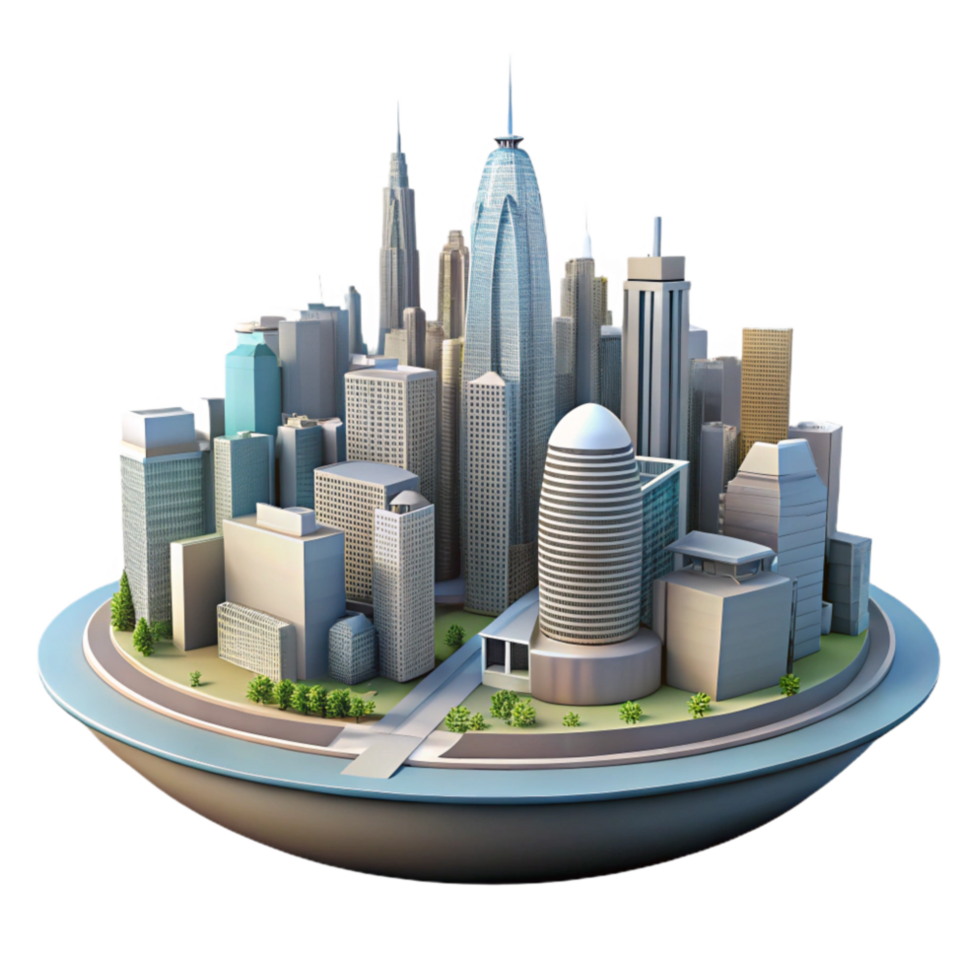dramatic rustic Modern Cityscape Panorama Isolated premium png