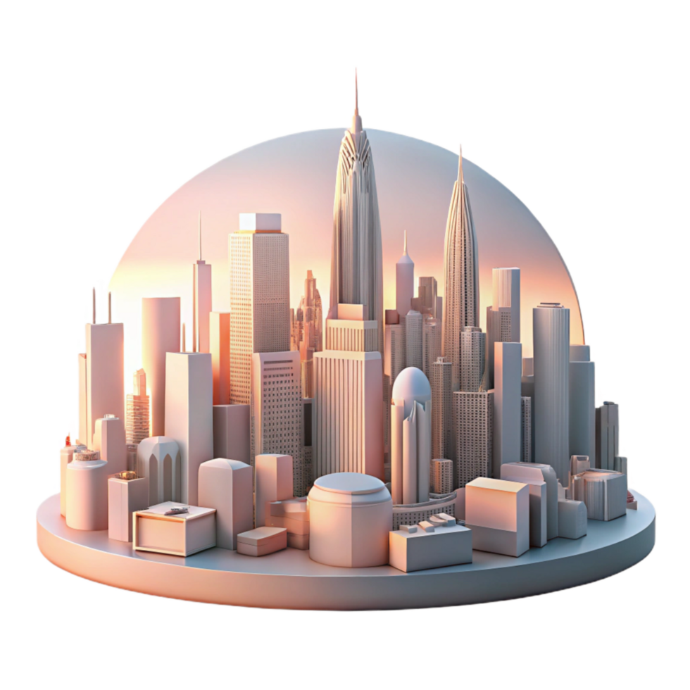 magnificent vintage Modern City Skyline at Night Transparent Background exclusive png