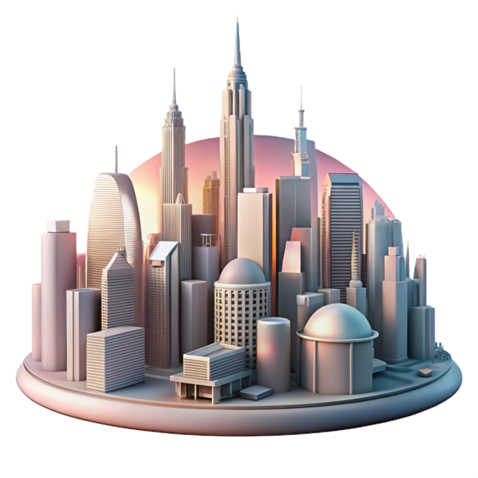 extraordinary creative Modern City Skyline at Night Transparent Background high quality png