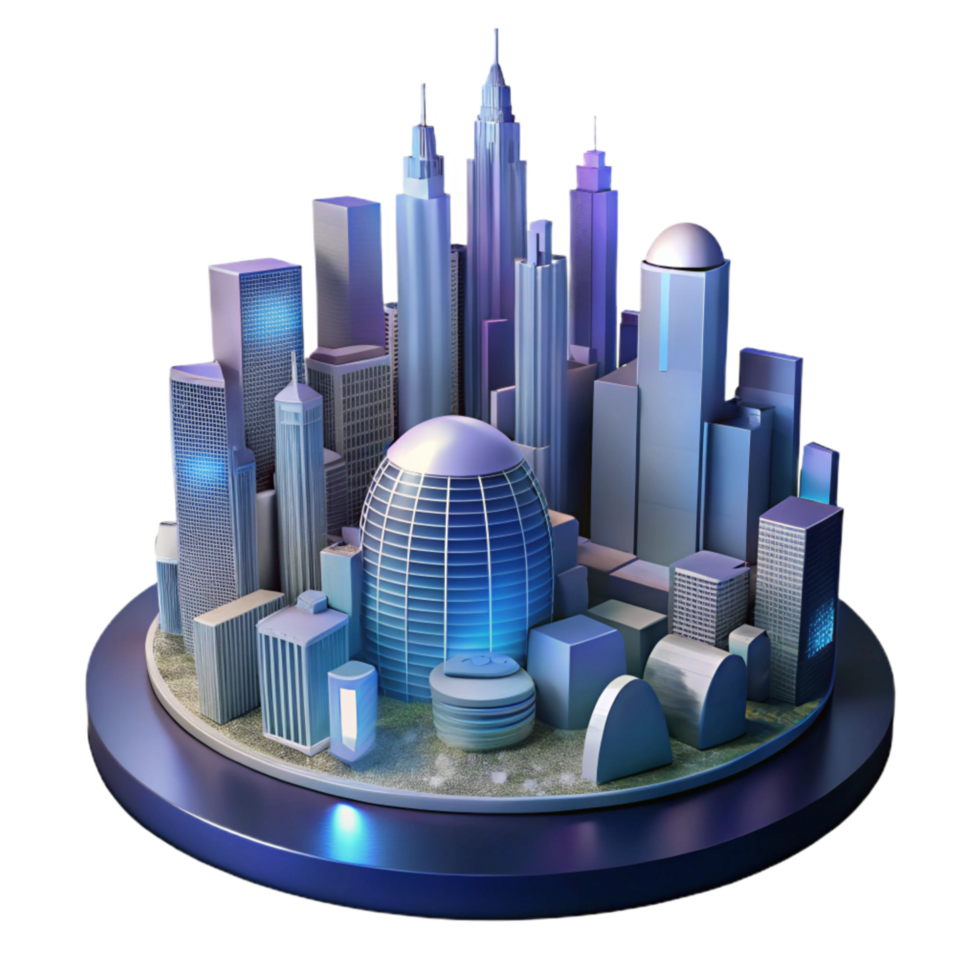 dramatic vintage Modern City Skyline at Night Transparent Background png