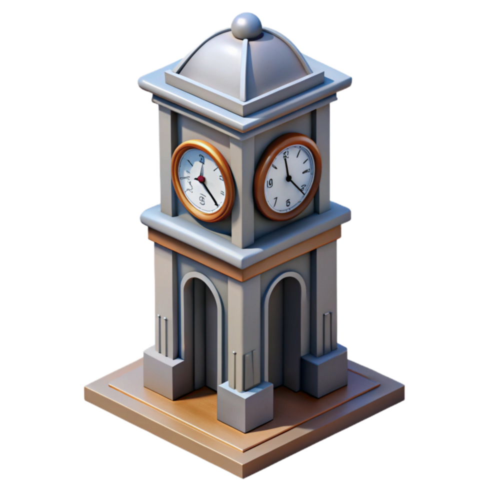impressive creative Modern Clock Tower High Angle View Isolated original png