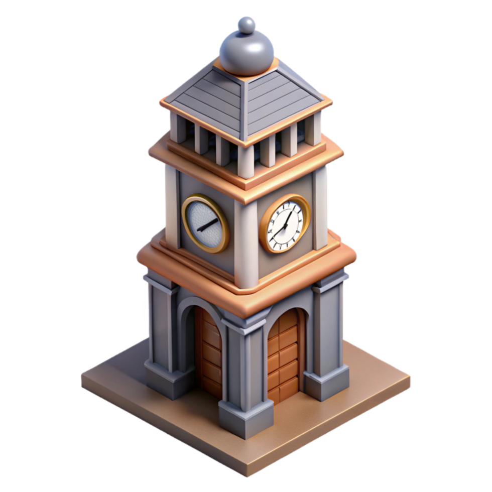 wonderful minimalist Modern Clock Tower High Angle View Isolated detailed png