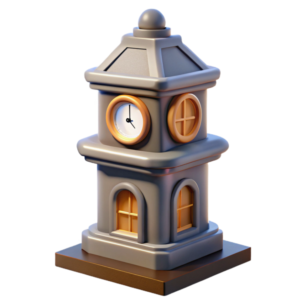 dramatic traditional Modern Clock Tower with Detailed Clock Face Transparent high quality png