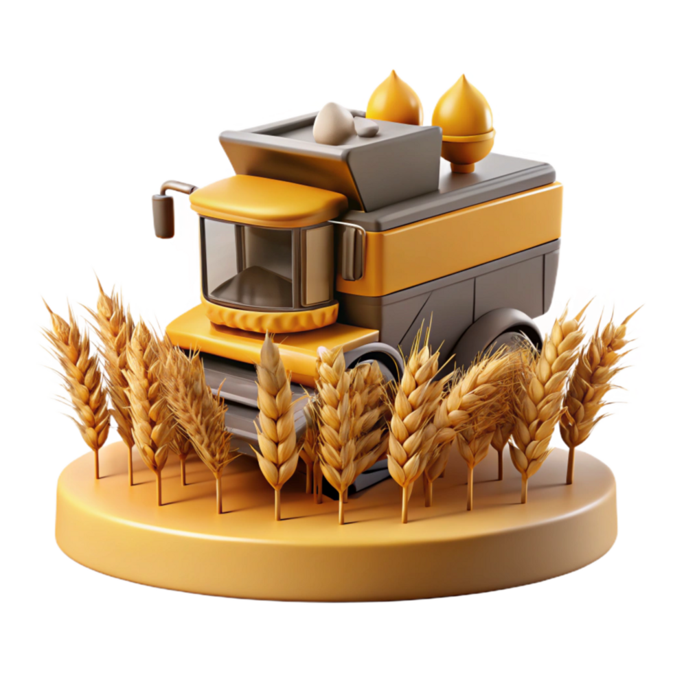 serene abstract Modern Combine Harvesting Wheat Cutout png