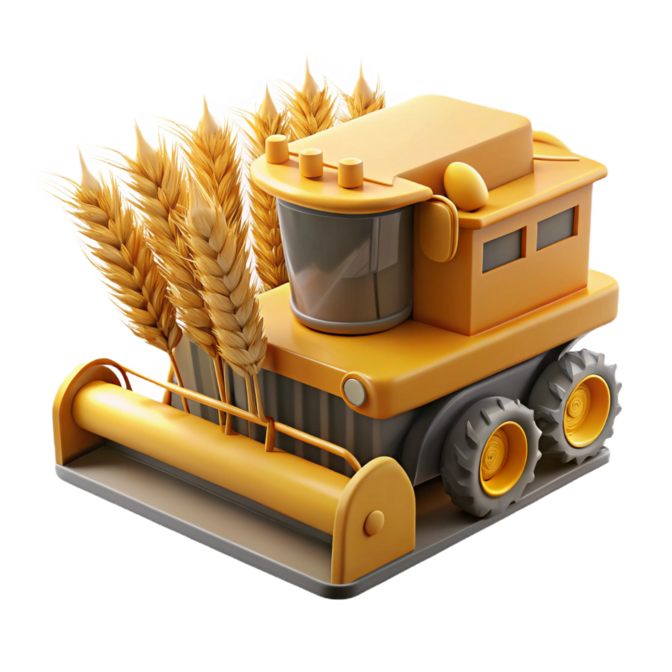 beautiful rustic Modern Combine Harvesting Wheat Cutout png