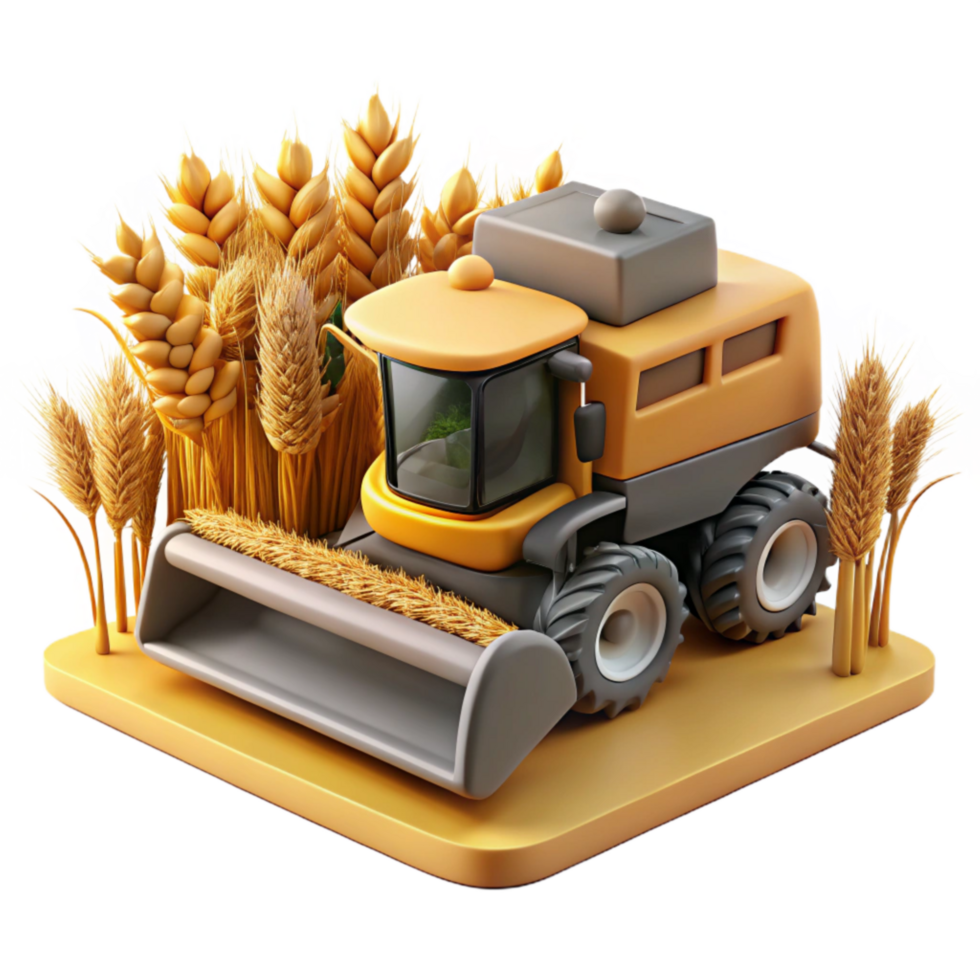 impressive artistic Modern Combine Harvesting Wheat Cutout exclusive png