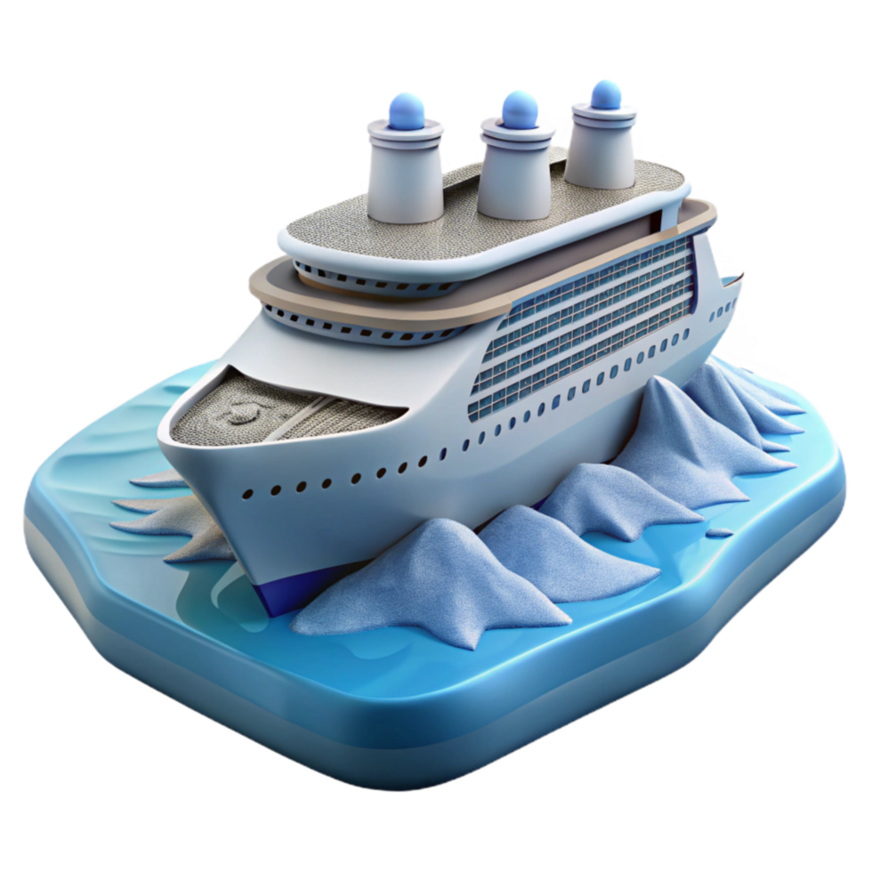 extraordinary classic Modern Cruise Ship on Open Water Isolated Element authentic png
