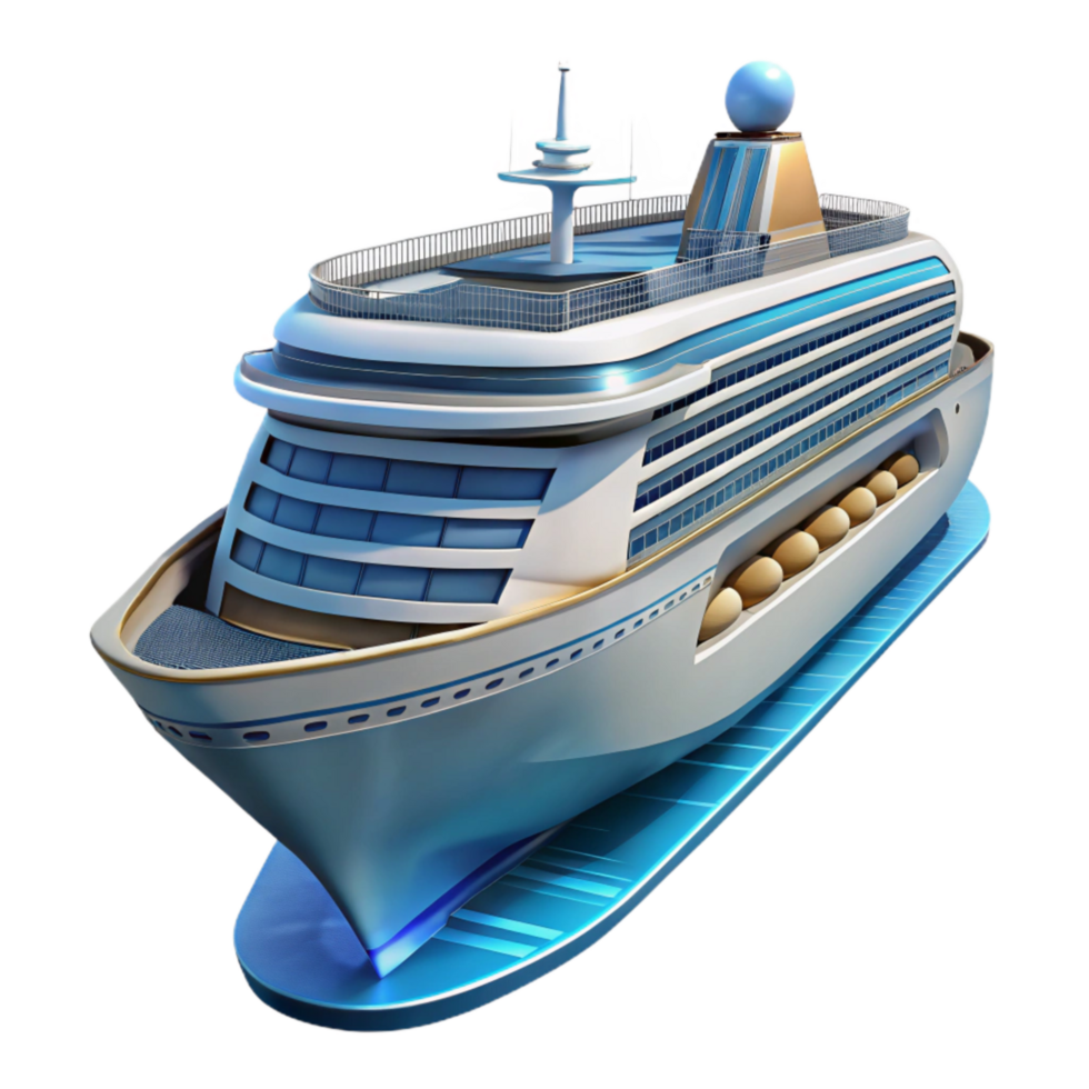 magnificent minimalist Modern Cruise Ship on Open Water Isolated Element original png