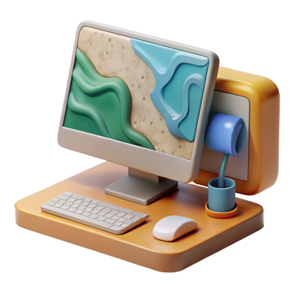 magnificent creative Modern Desktop Computer for Online Work Cutout png