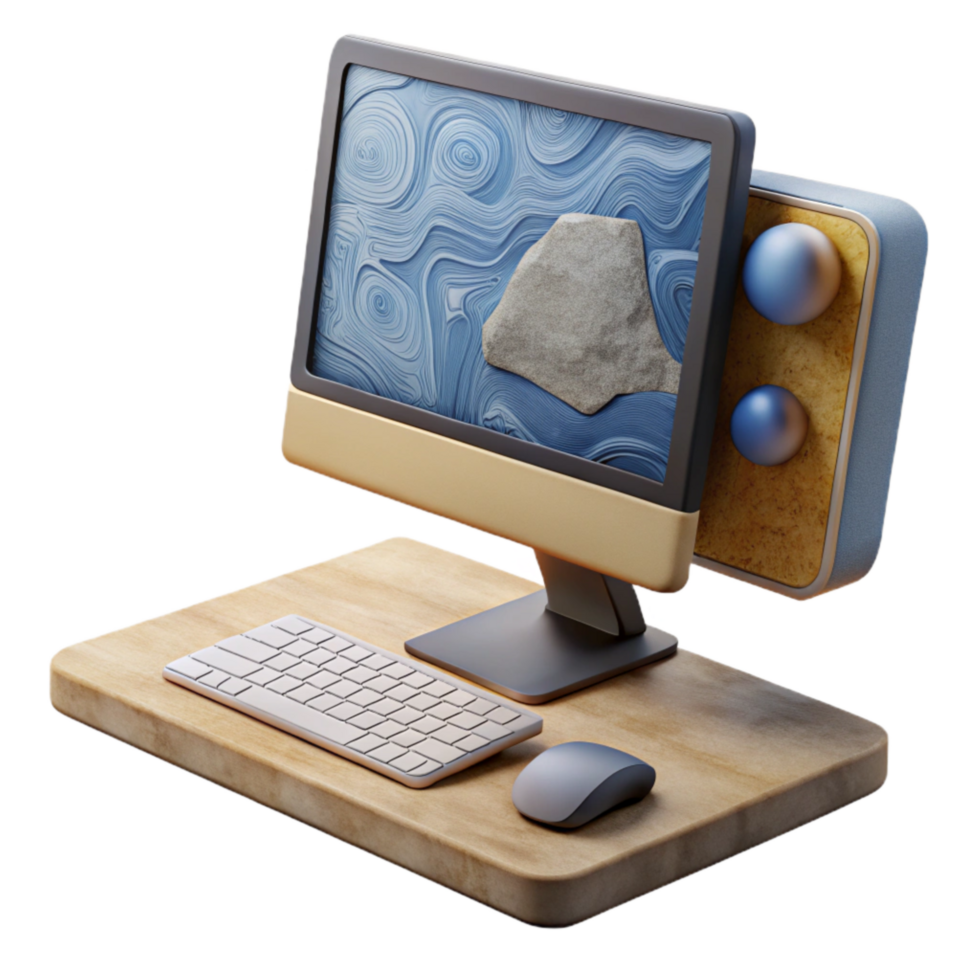 beautiful contemporary Modern Desktop Computer for Online Work Cutout premium png