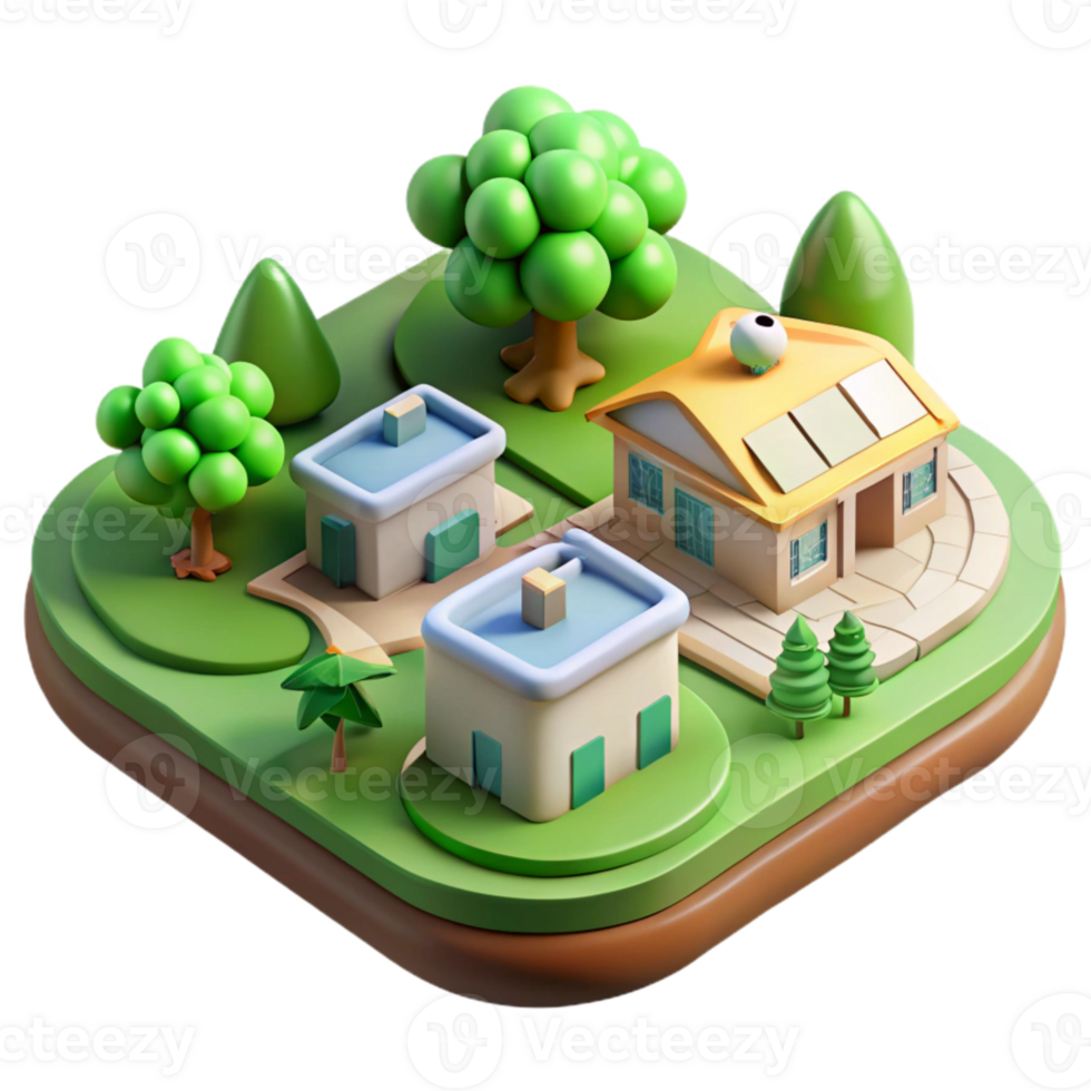 impressive modern Modern Eco House 3d Model Isolated Element premium png