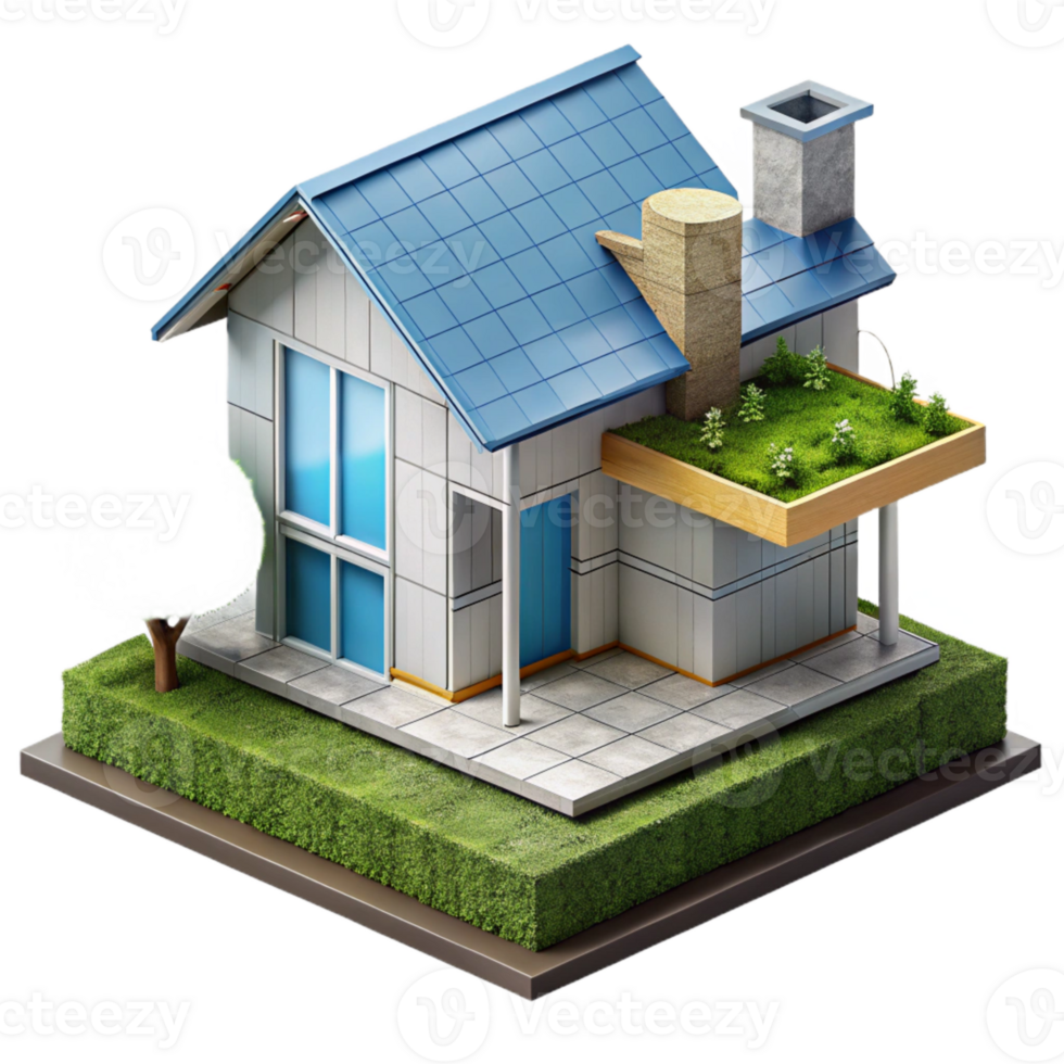 beautiful abstract Modern Eco House Blueprint Top View Isolated genuine png