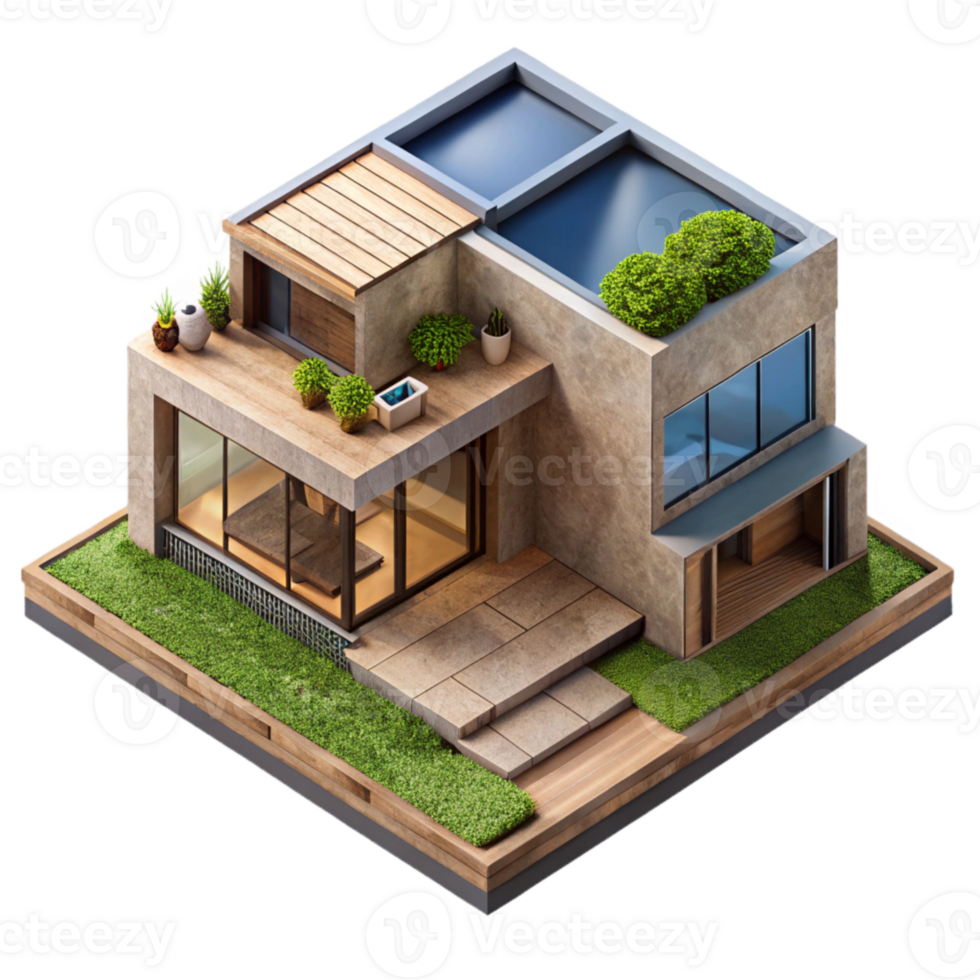 dramatic modern Modern Eco House Blueprint Top View Isolated premium png