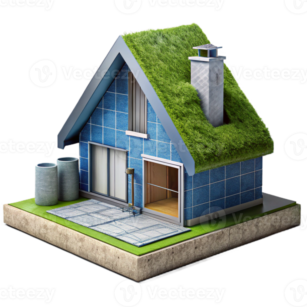 impressive contemporary Modern Eco House Blueprint Top View Isolated premium png