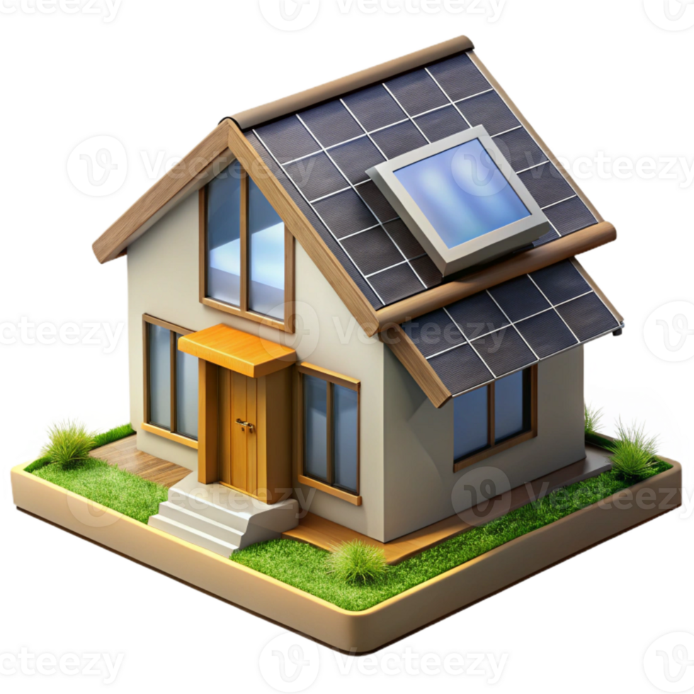stunning classic Modern Eco House Exterior with Solar Panels Transparent professional png