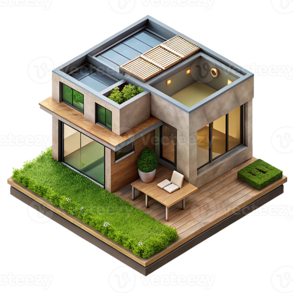 wonderful rustic Modern Eco House Blueprint Top View Isolated original png