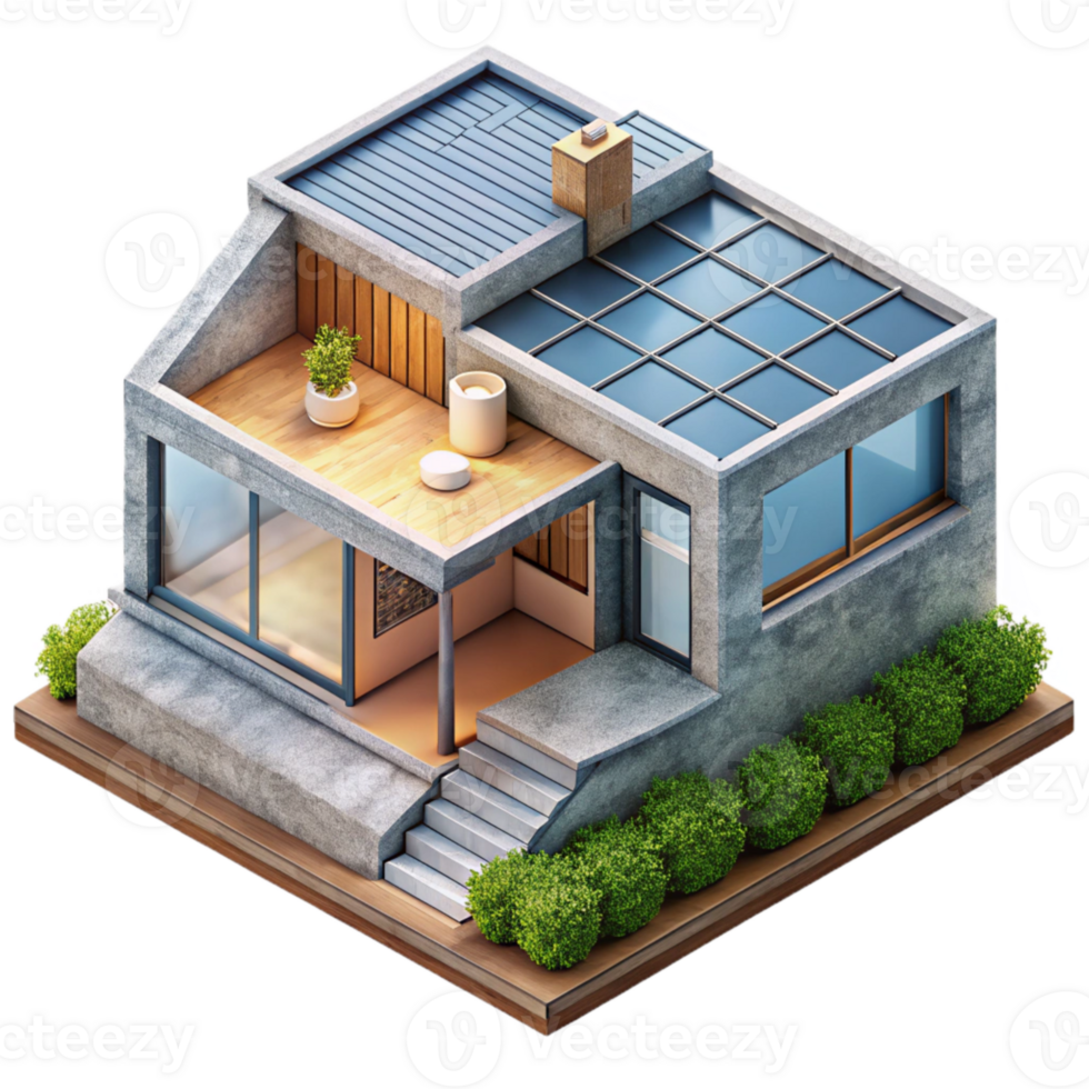 dramatic modern Modern Eco House Blueprint Top View Isolated png
