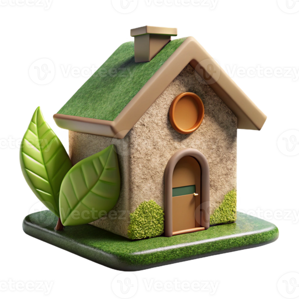 vibrant classic Modern Eco House Cutout Isolated on Transparent Background high quality png