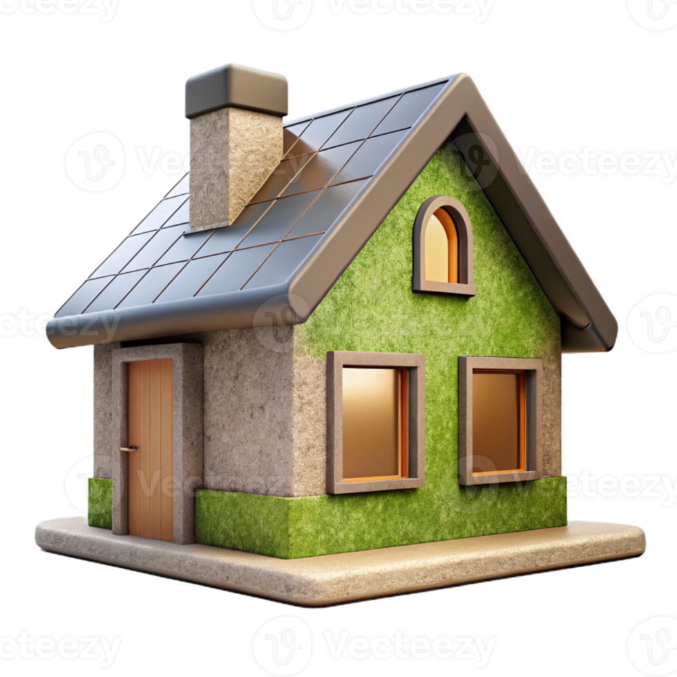stunning abstract Modern Eco House Side View Isolated Element premium png