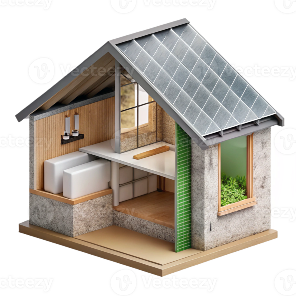 impressive creative Modern Eco House Section Cutout Showing Insulation high quality png