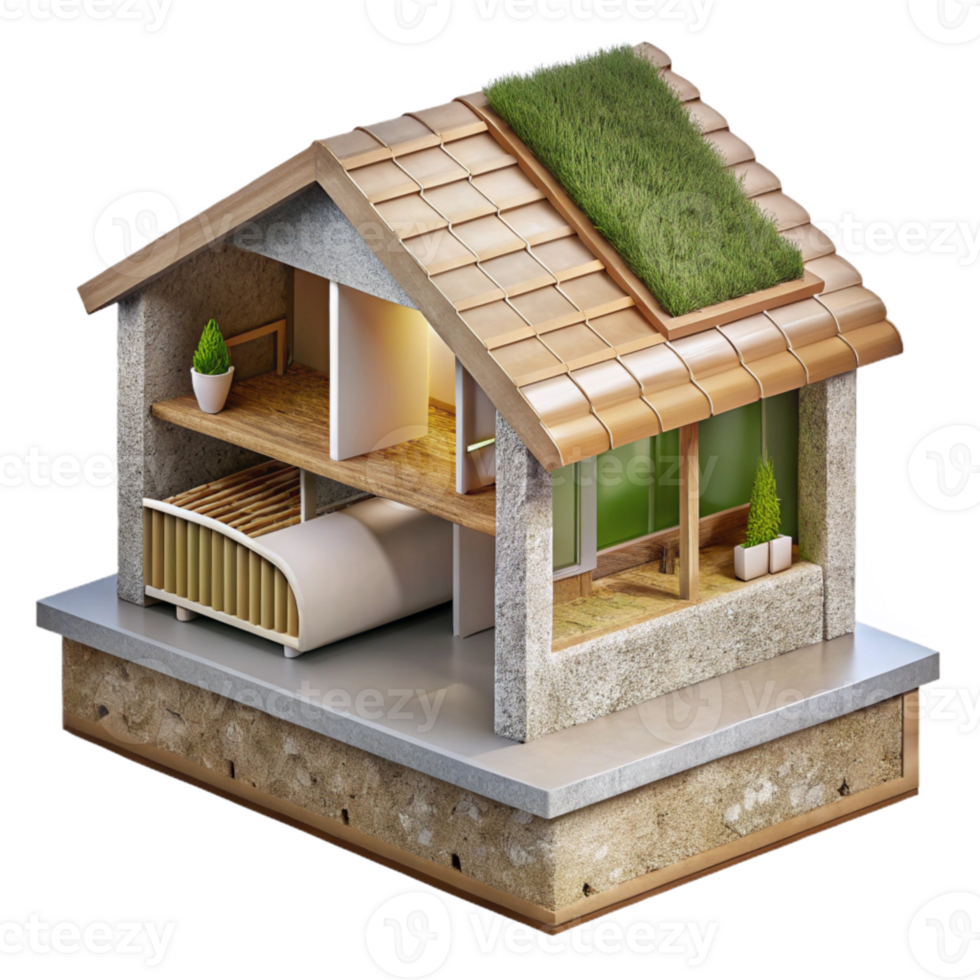 beautiful abstract Modern Eco House Section Cutout Showing Insulation exclusive png