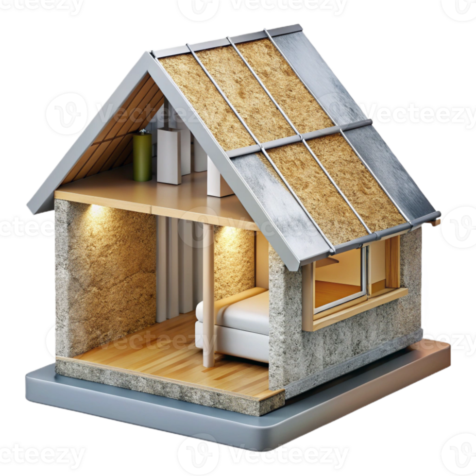 elegant minimalist Modern Eco House Section Cutout Showing Insulation original png