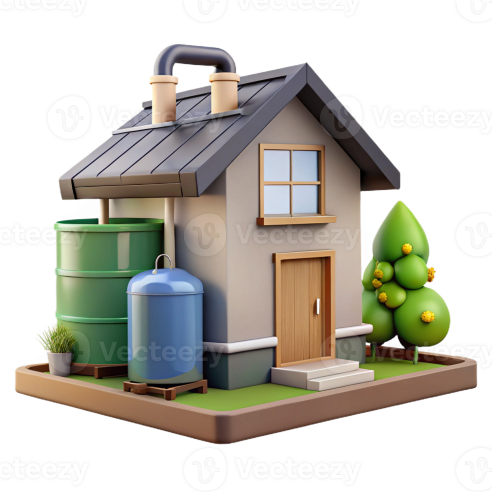 stunning creative Modern Eco House with Rainwater Tank Cutout high quality png