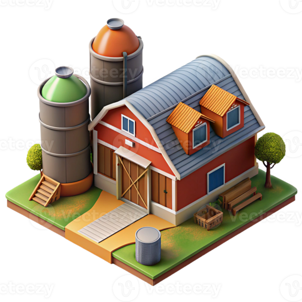 serene classic Modern Farm Buildings Aerial View Transparent Background high quality png