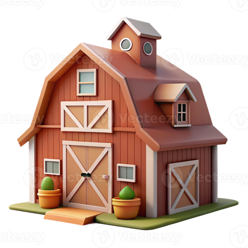 dramatic artistic Modern Farmhouse with Barn Cutout Image detailed png