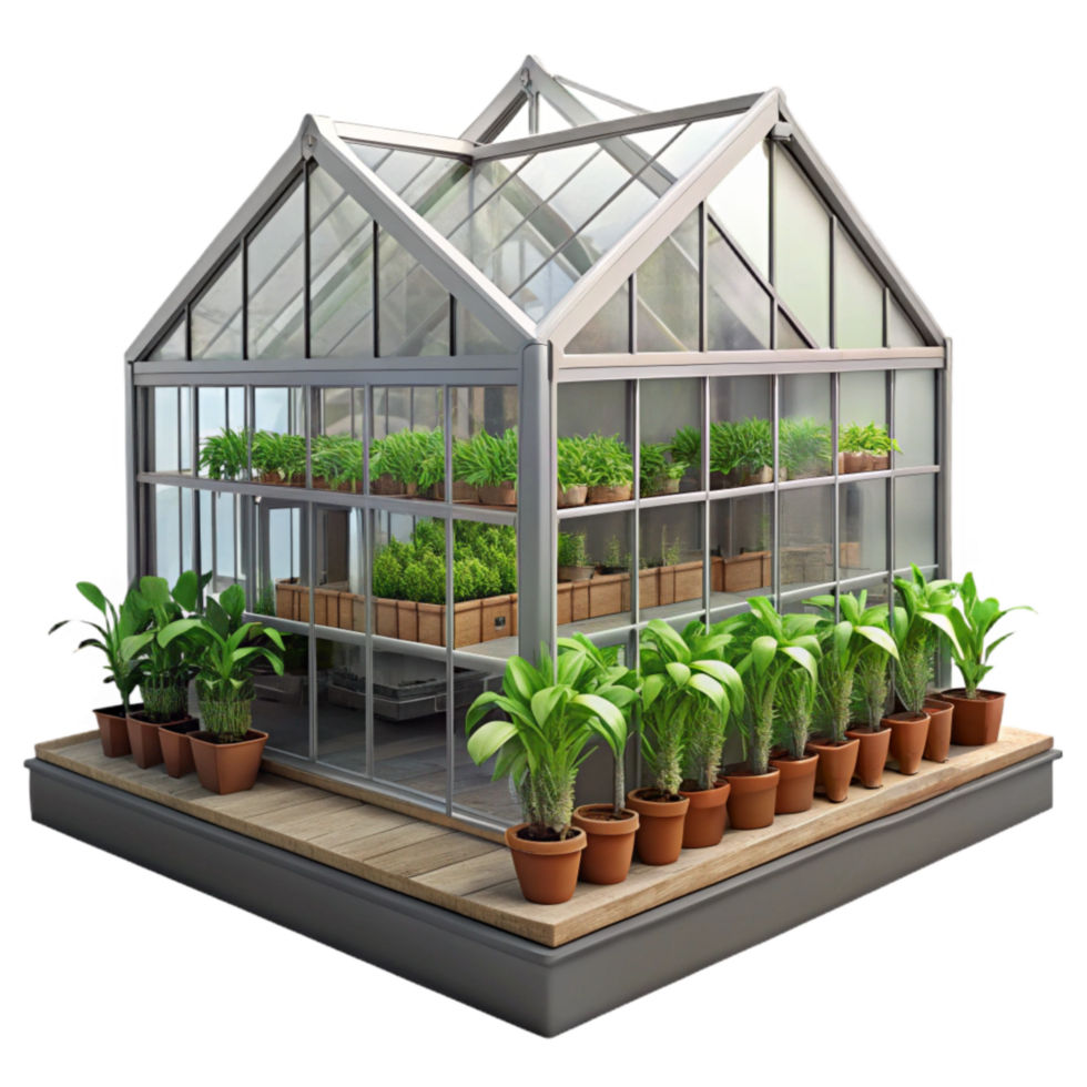beautiful modern Modern Greenhouse Interior with Vertical Farming Isolated high resolution png