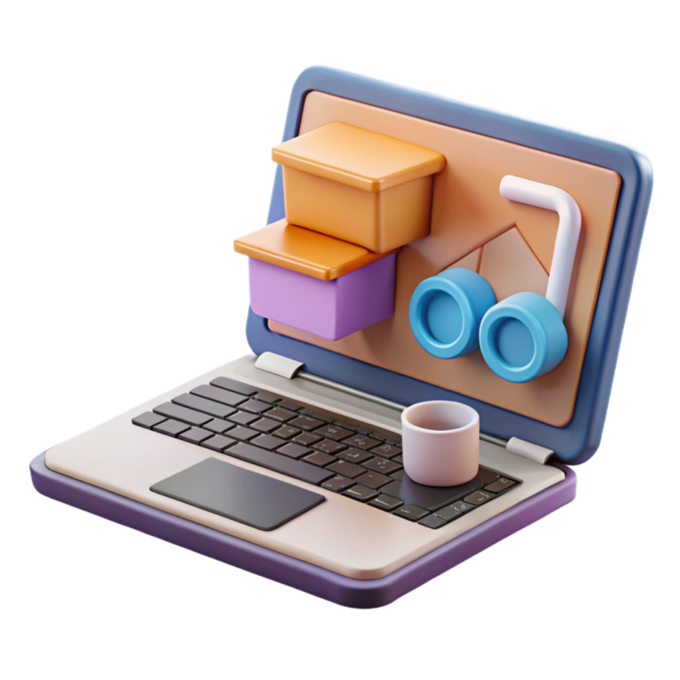 magnificent rustic Modern Laptop Showing Online Course Platform premium png
