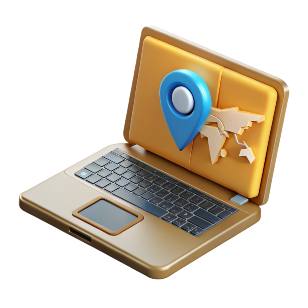 elegant abstract Modern Laptop Showing Travel Website Isolated premium png