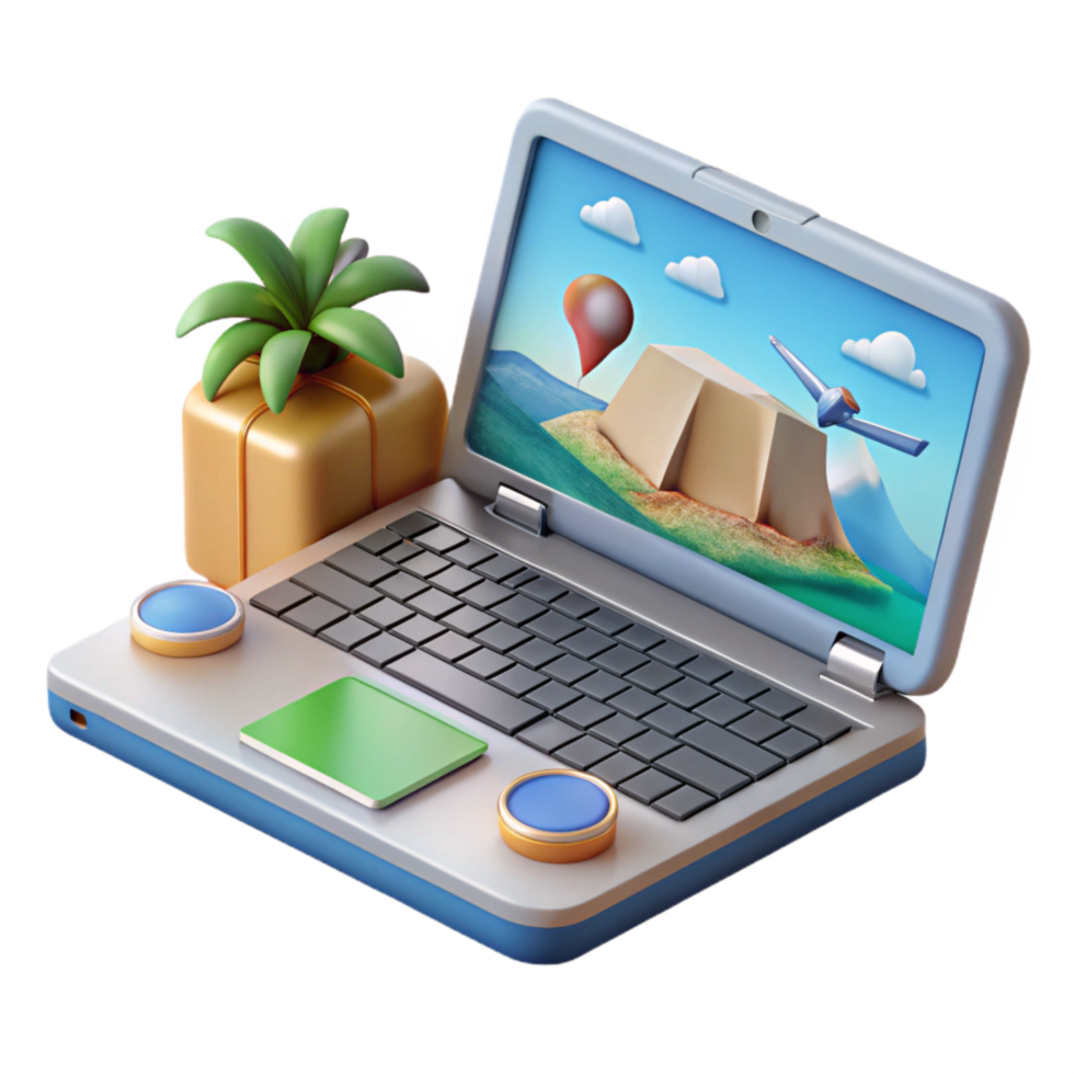 extraordinary abstract Modern Laptop Showing Travel Website Isolated high resolution png