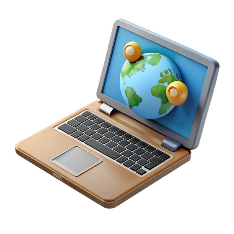magnificent modern Modern Laptop Showing Travel Website Isolated detailed png