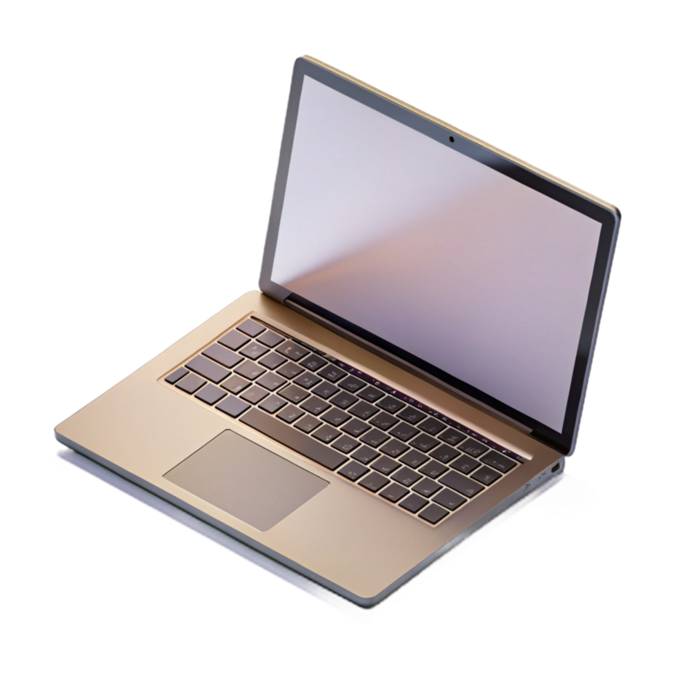 elegant modern Modern Laptop with Blank Screen Top View Transparent Background png