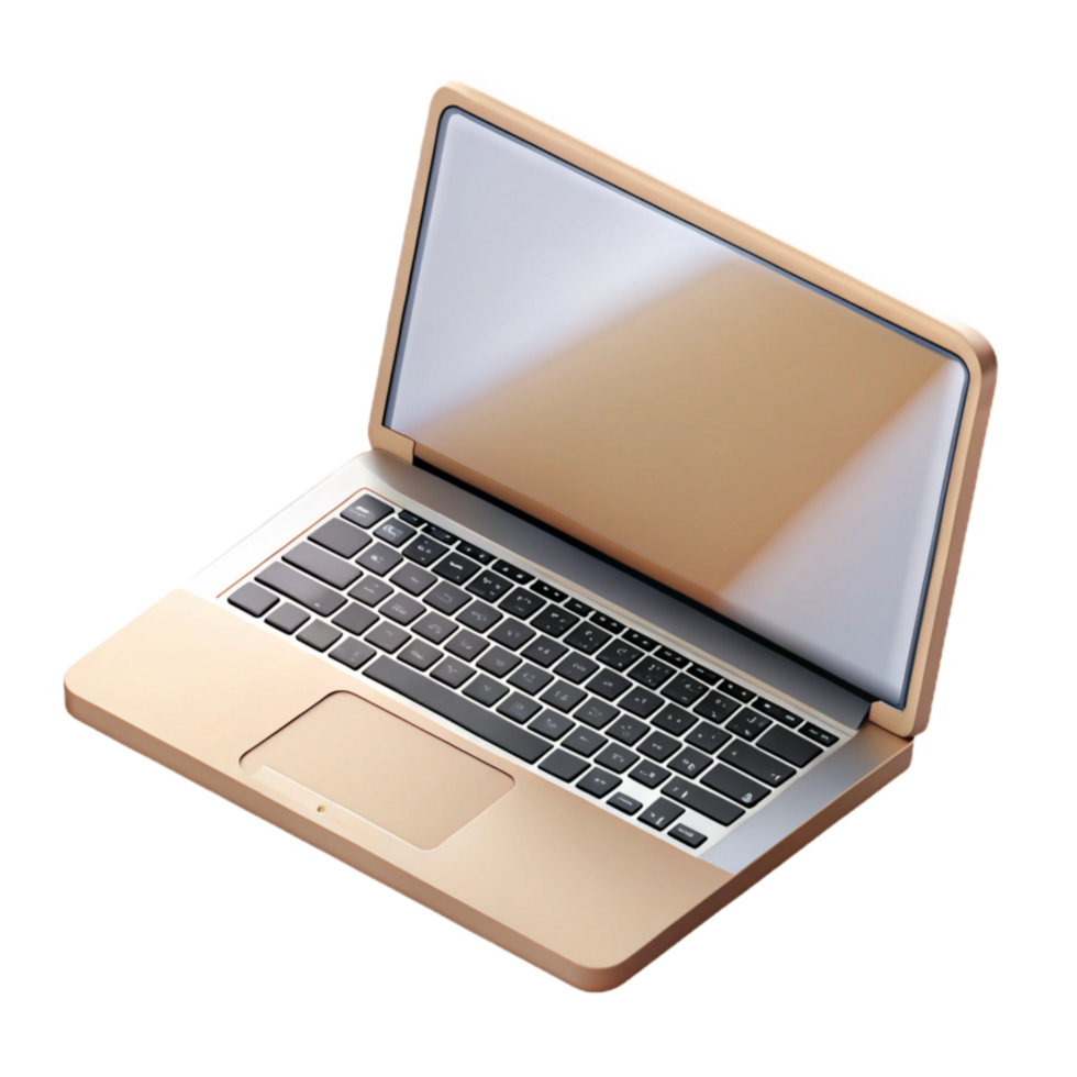 serene contemporary Modern Laptop with Blank Screen Top View Transparent Background png