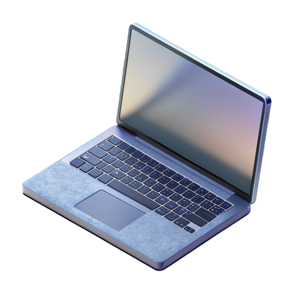 serene traditional Modern Laptop with Blank Screen Top View Transparent Background png