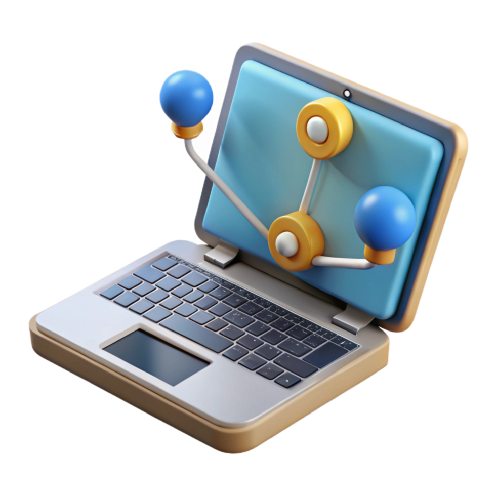 extraordinary classic Modern Laptop with Docking Station Isolated with Multiple Connections high quality png