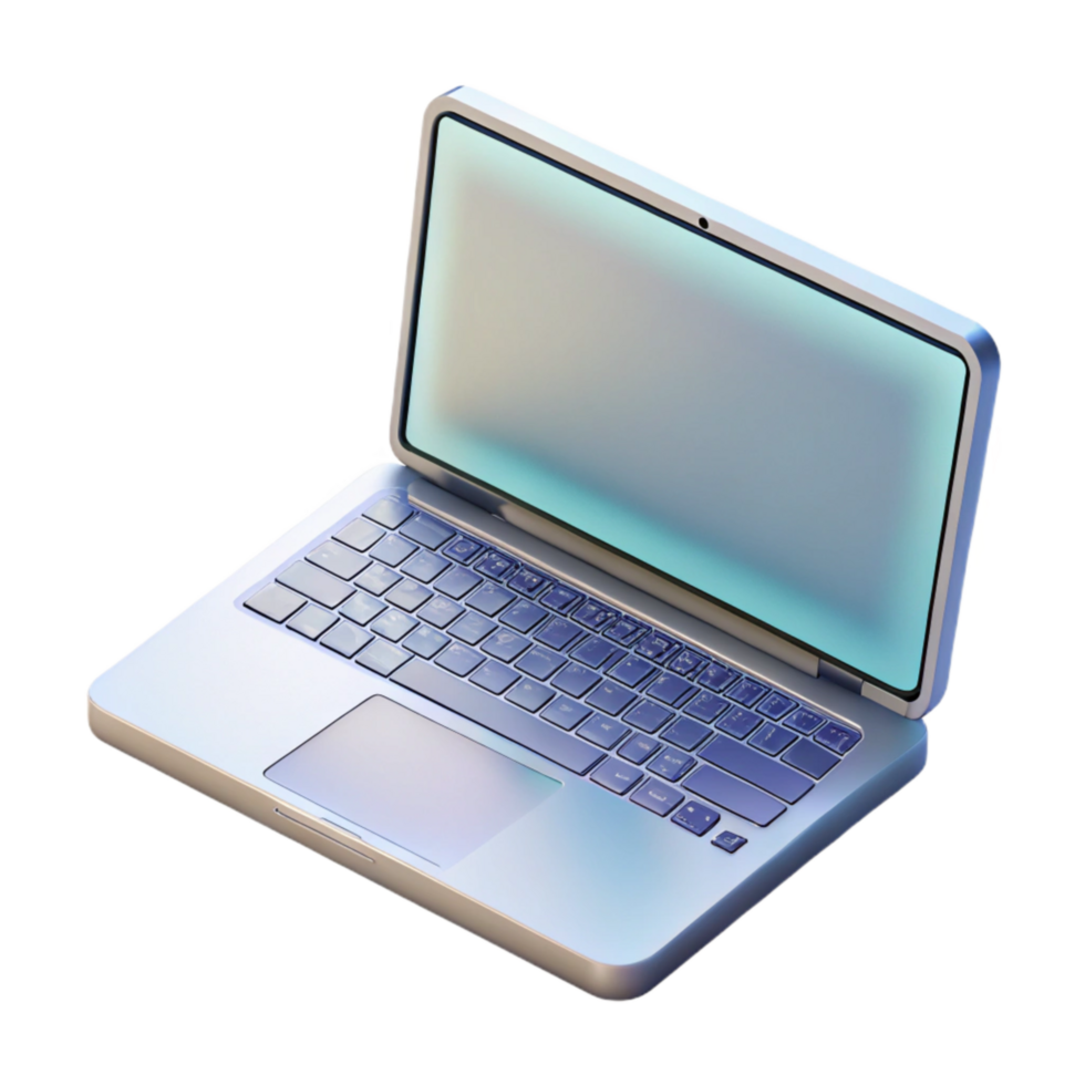 elegant vintage Modern Laptop with Blank Screen Top View Transparent Background high quality png