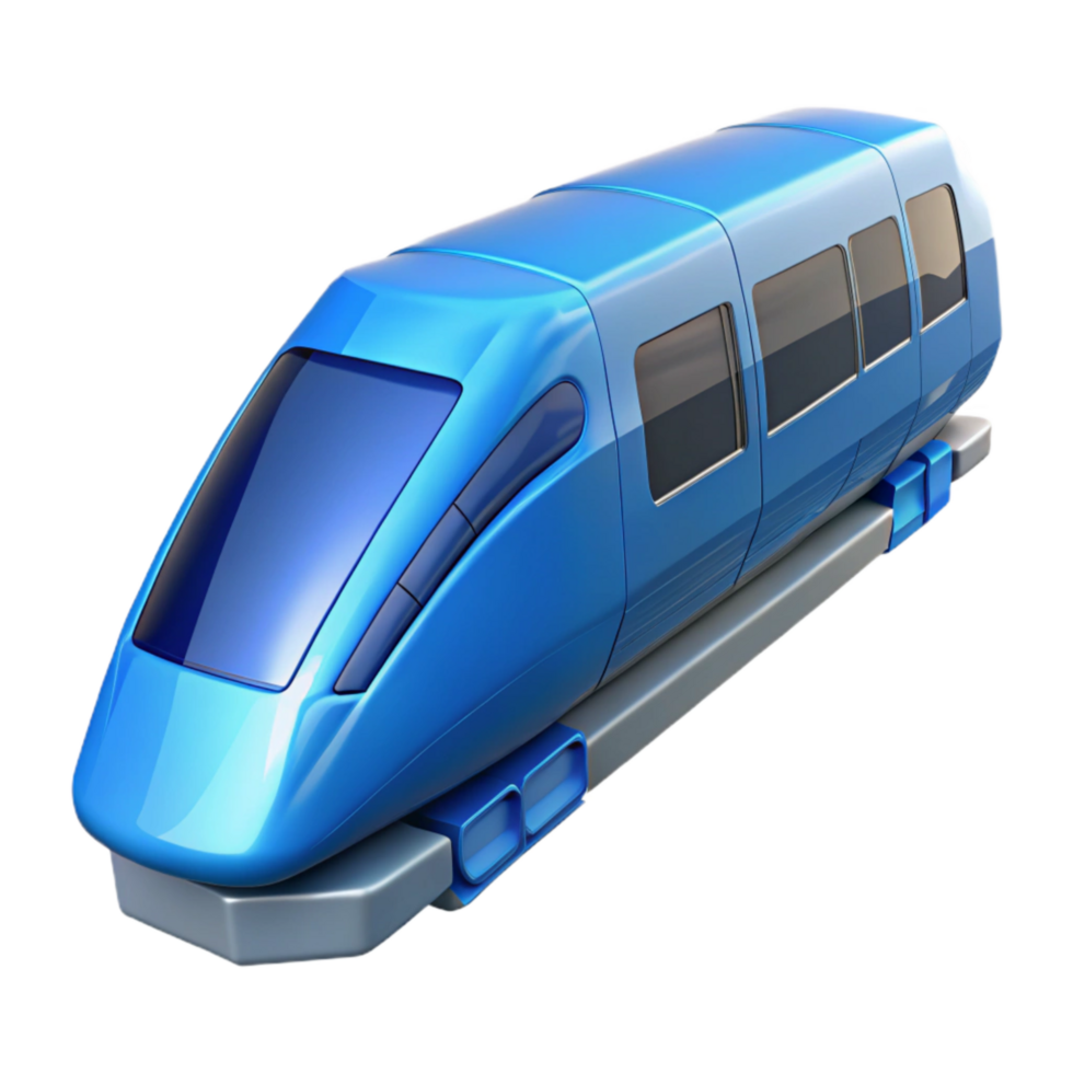 wonderful artistic Modern Maglev Train Blue Hue Transparent Background high quality png