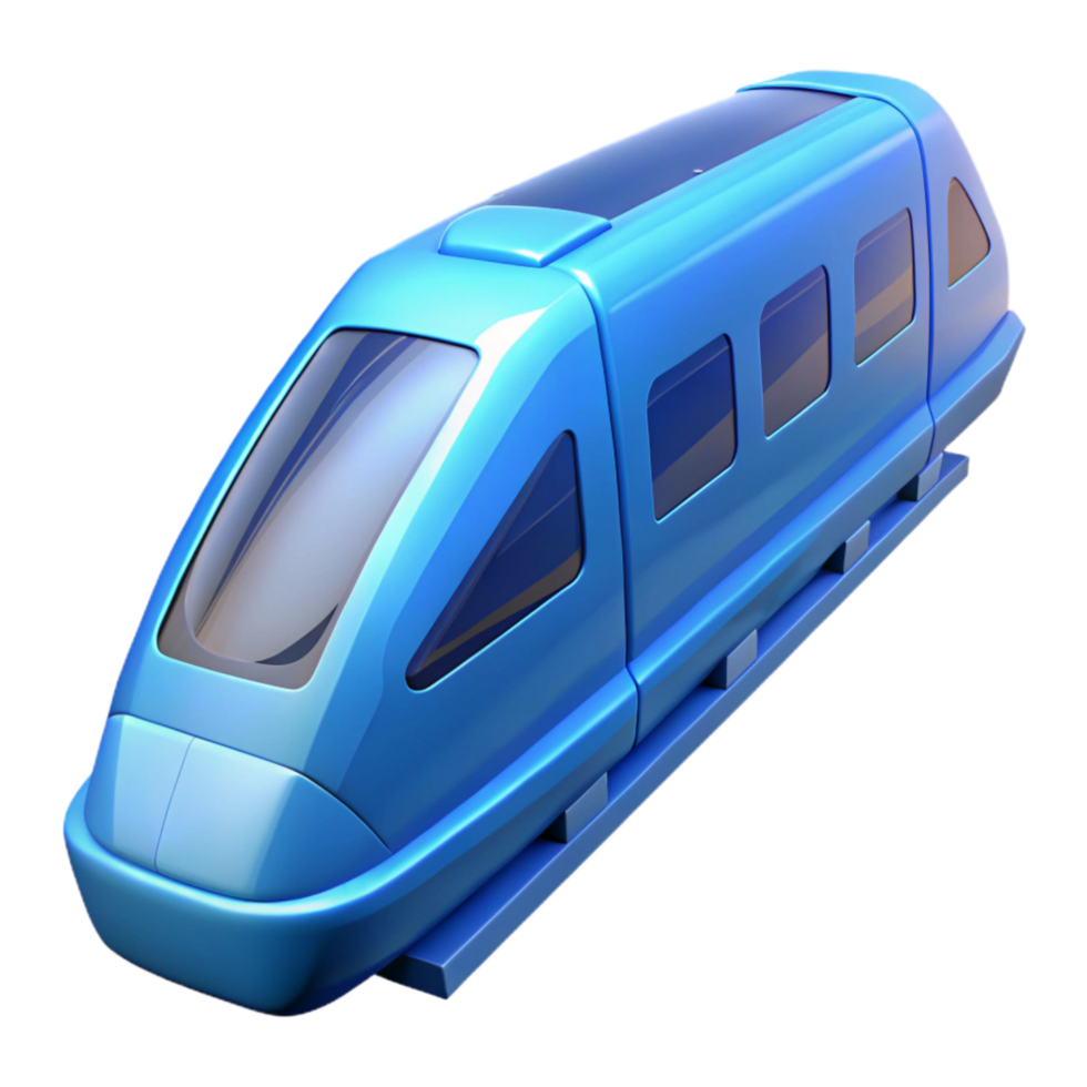 elegant abstract Modern Maglev Train Blue Hue Transparent Background high resolution png