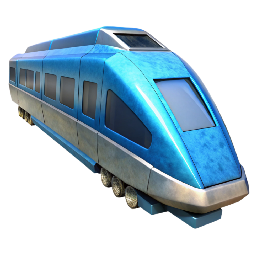 dramatic contemporary Modern Maglev Train Blue Hue Transparent Background original png