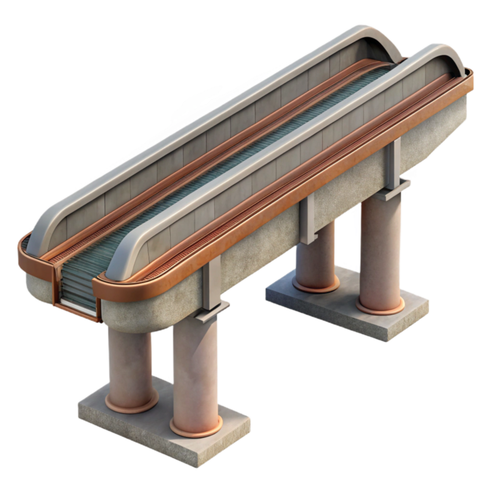 vibrant minimalist Modern Monorail Track Section Cutout Transparent Background genuine png