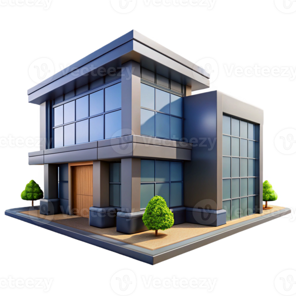serene abstract Modern Office Building Exterior Night View Transparent Background high quality png