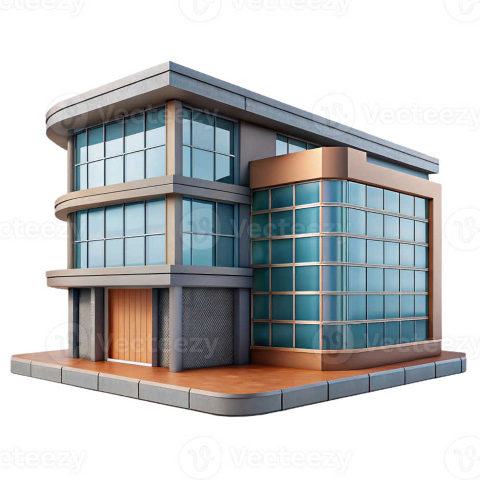 elegant rustic Modern Office Building Exterior Night View Transparent Background authentic png